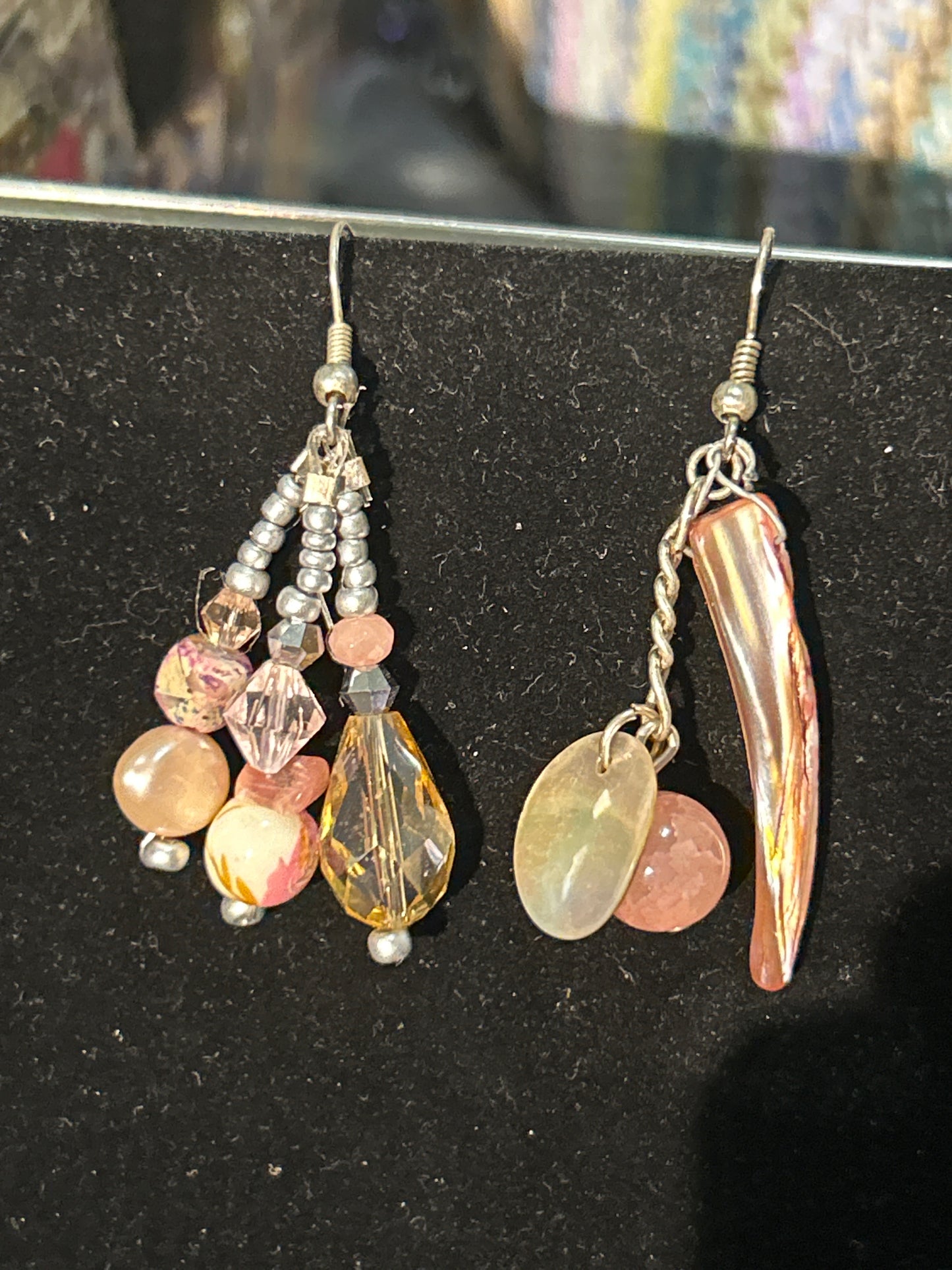 Pink Shell Handmade BalanceMatch ChandelEarrings original designs funk and flair unique fun original hypoallergenic