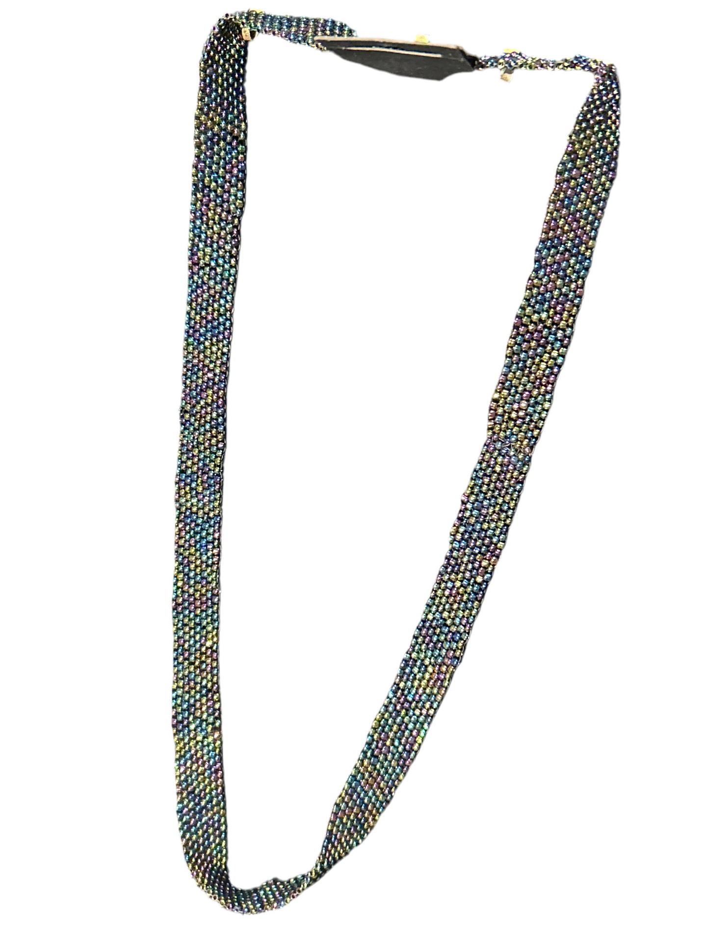 Oil spill Seed Beads 6-Wide Peyote Stitch Over the head Necklace