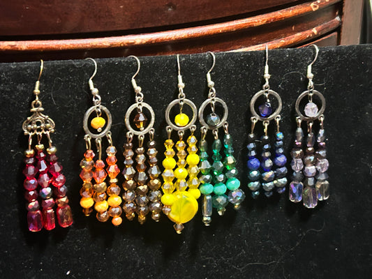 Monochrome Crystal Glass Bead Handmade ChandelEarrings Silver plated 925 Hypoallergenic Findings Original Design