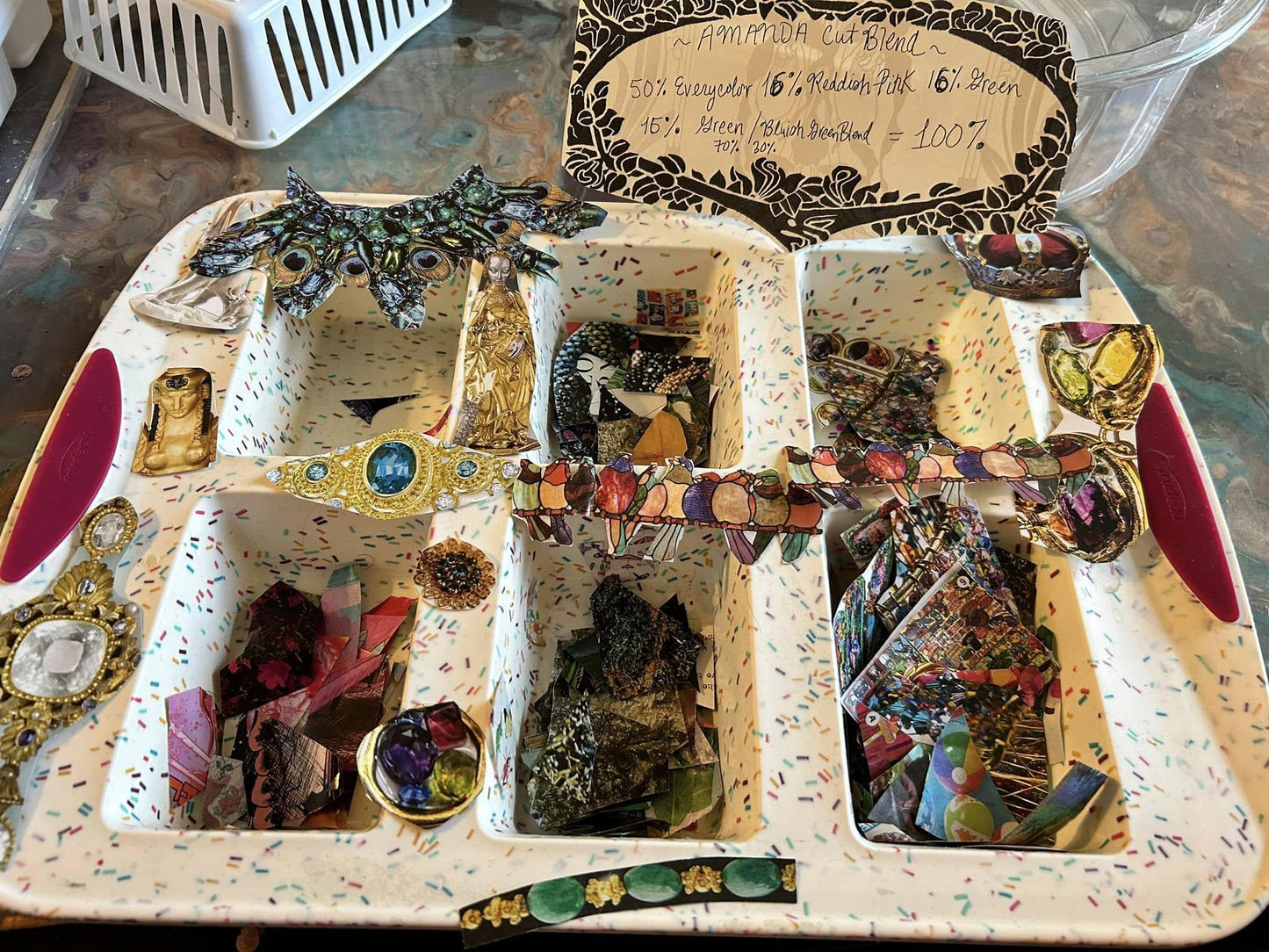 The AMANDA decoupage spinning compartment holder cosmetics, accessories, home decor, colorful blend from dynamic prismatic custom name mod