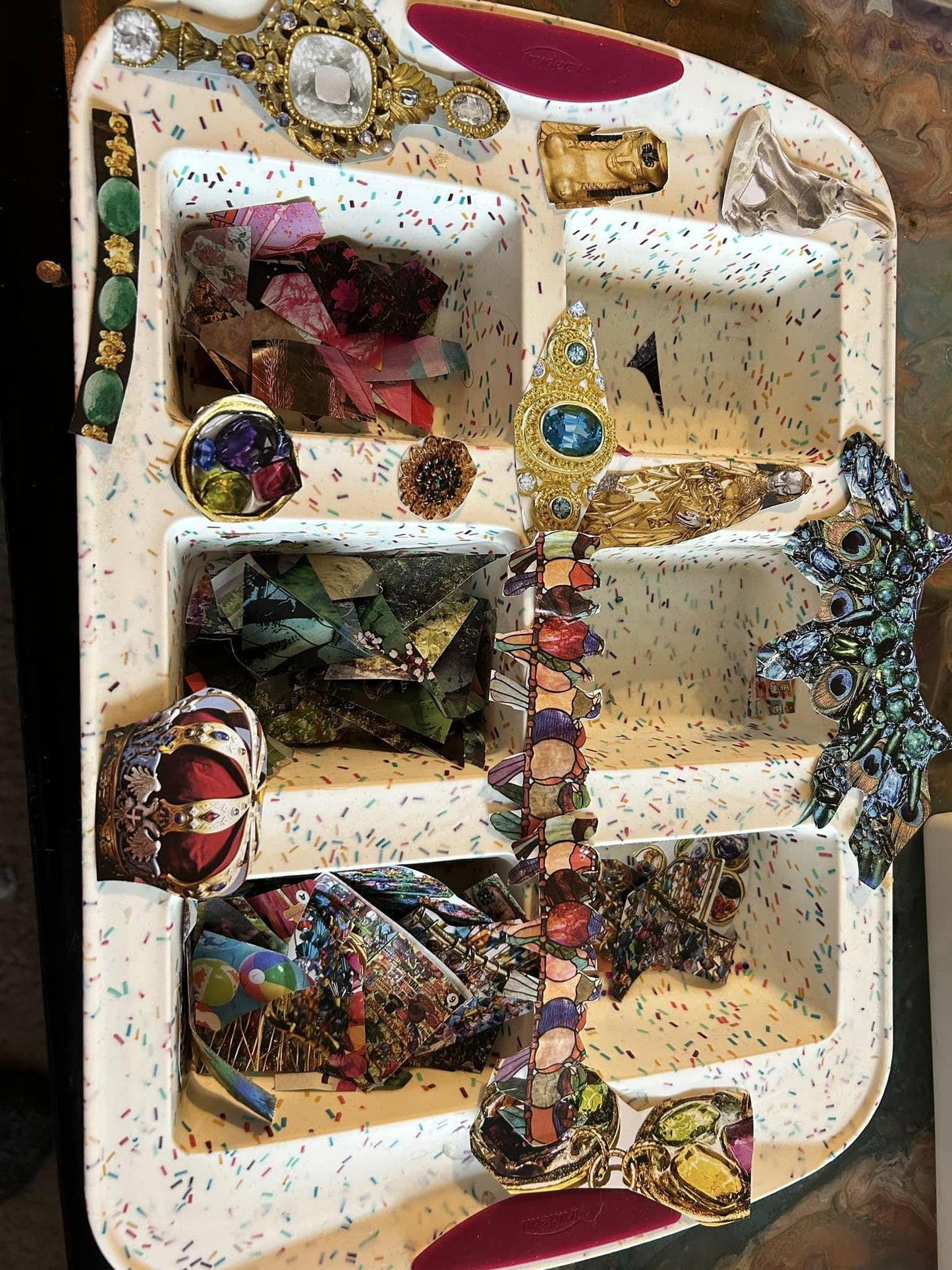 The AMANDA decoupage spinning compartment holder cosmetics, accessories, home decor, colorful blend from dynamic prismatic custom name mod