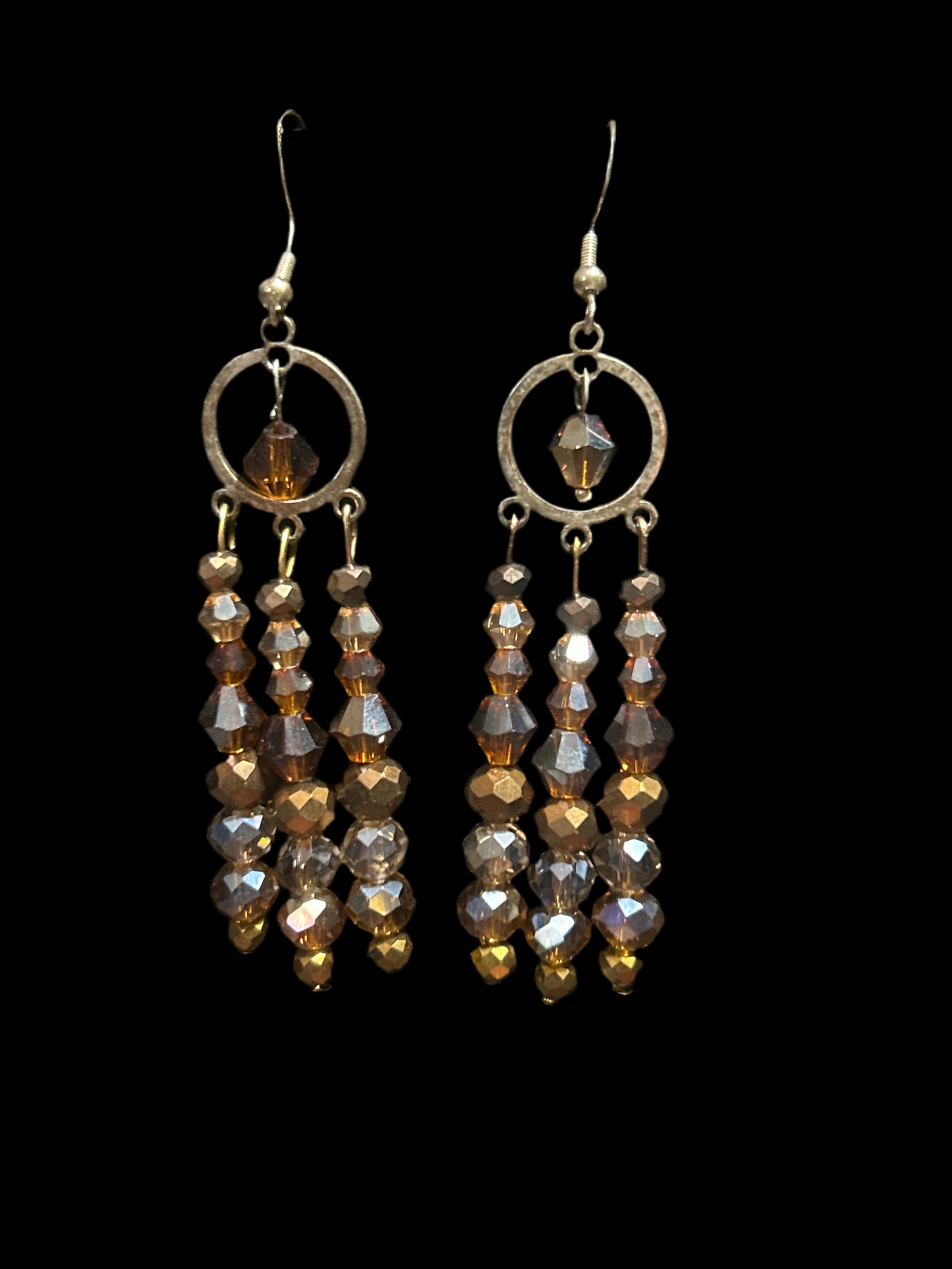 Monochrome Crystal Glass Bead Handmade ChandelEarrings Silver plated 925 Hypoallergenic Findings Original Design