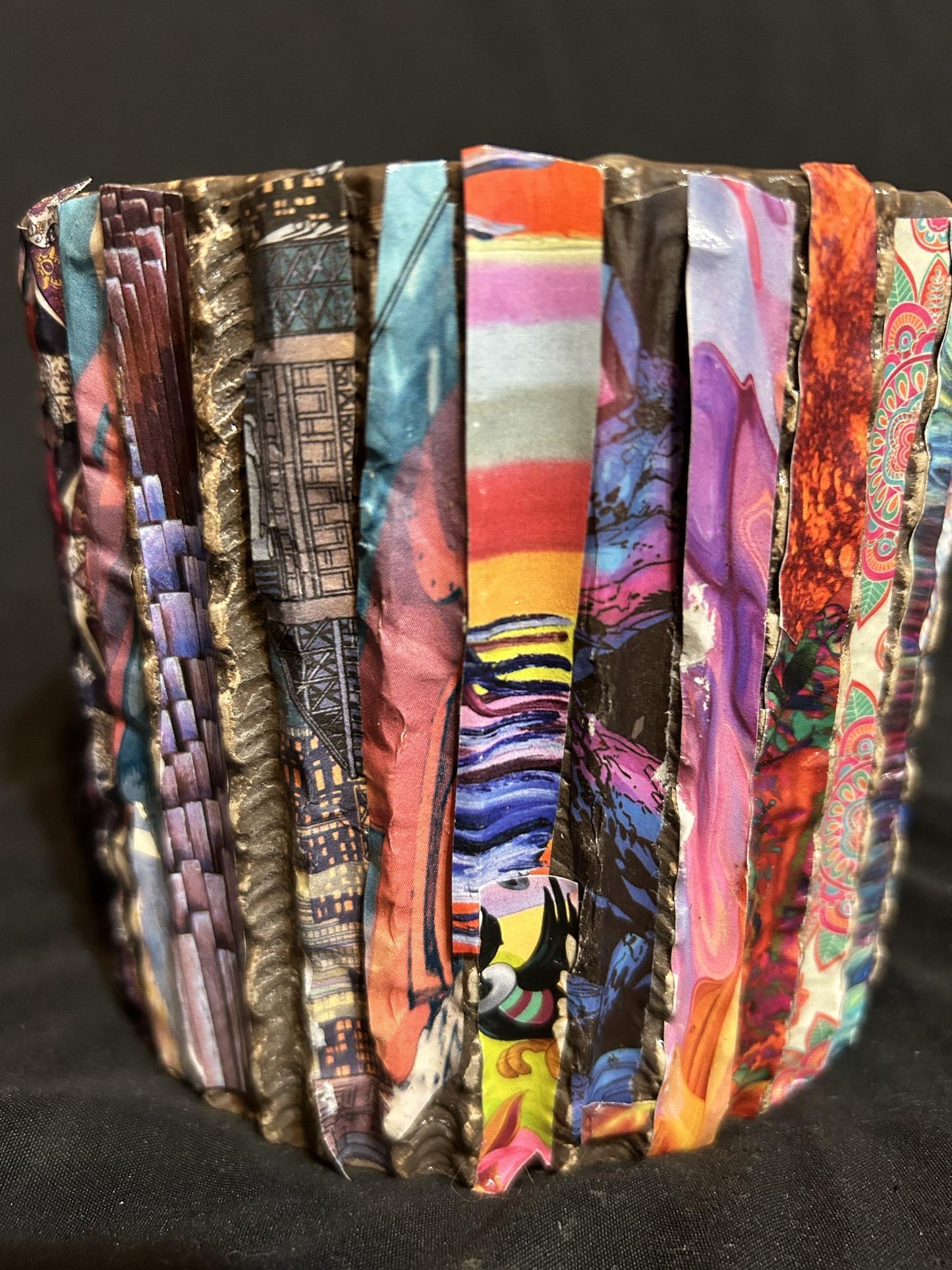 Ceramic Planter Spiral of Silent Chronicles of Camp Vertigo Climb Riser Vinyl Design Tribal Reimagined Anti-AI Ceramic Planter Decoupage