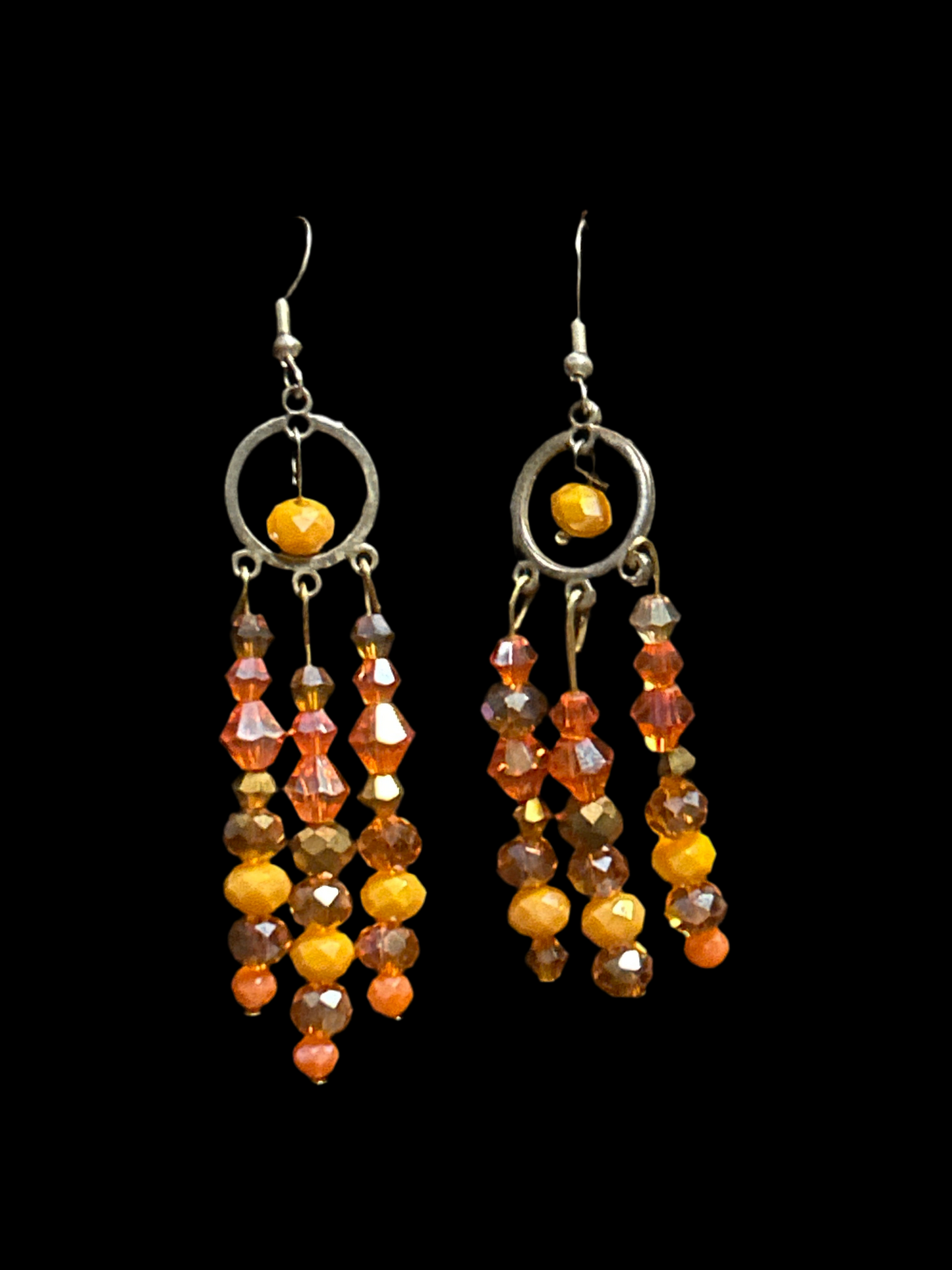 Monochrome Crystal Glass Bead Handmade ChandelEarrings Silver plated 925 Hypoallergenic Findings Original Design
