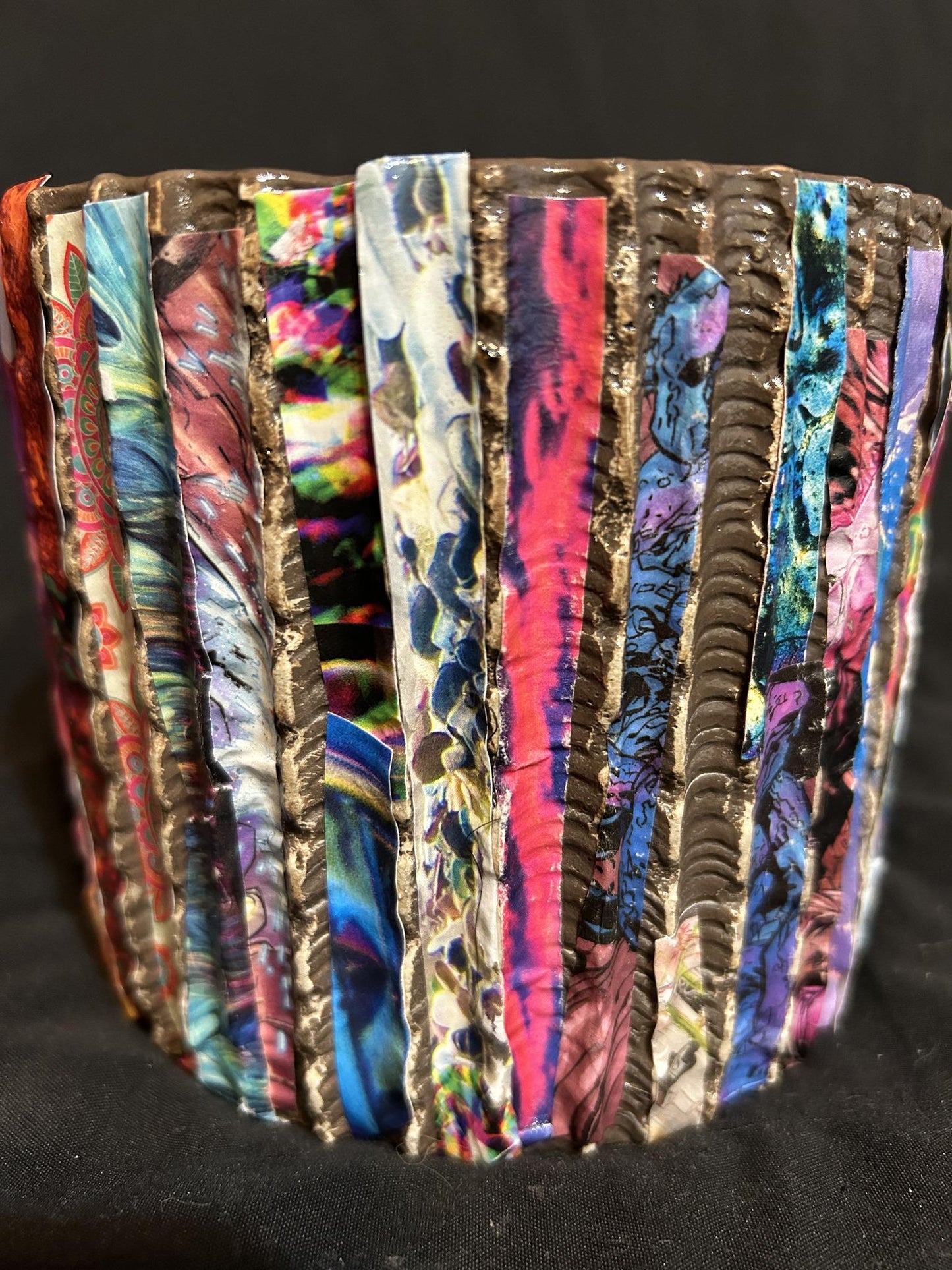 Ceramic Planter Spiral of Silent Chronicles of Camp Vertigo Climb Riser Vinyl Design Tribal Reimagined Anti-AI Ceramic Planter Decoupage