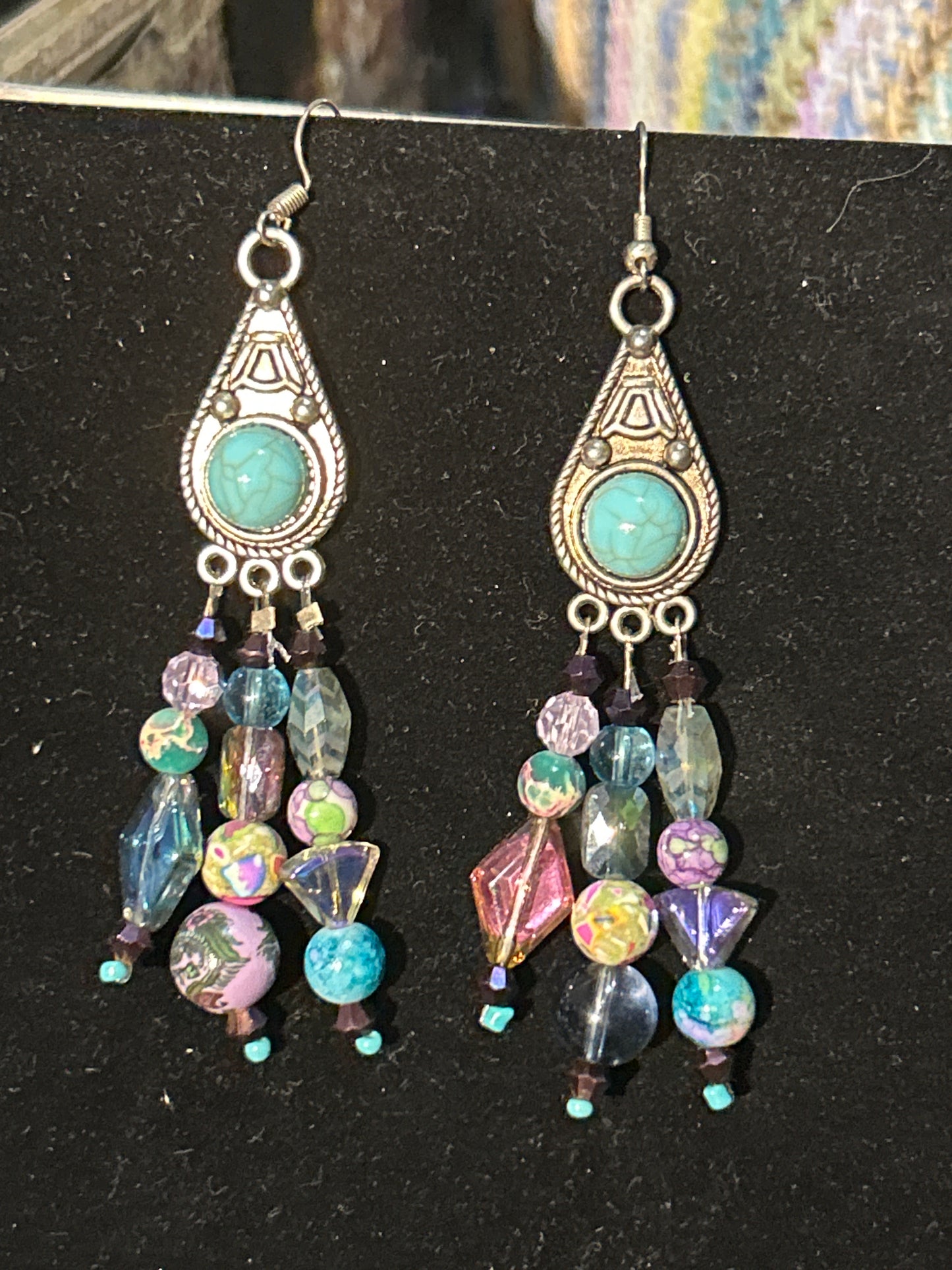 Purple & Turquoise Handmade BalanceMatch ChandelEarrings original designs funk and flair unique fun original hypoallergenic