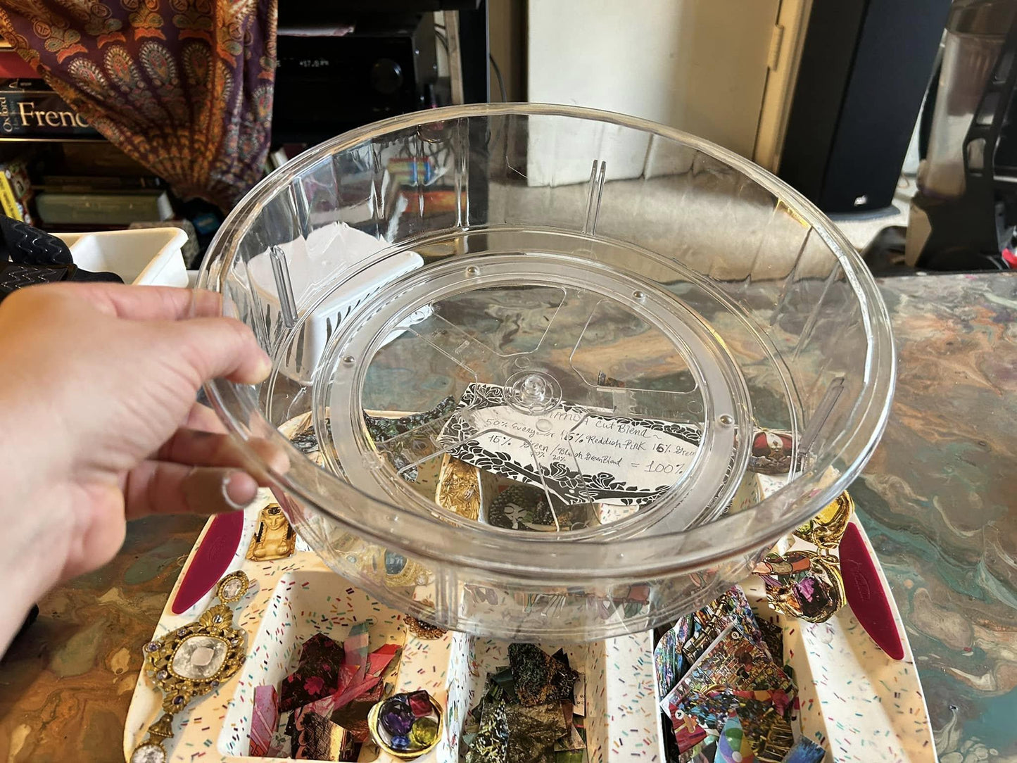 The AMANDA decoupage spinning compartment holder cosmetics, accessories, home decor, colorful blend from dynamic prismatic custom name mod