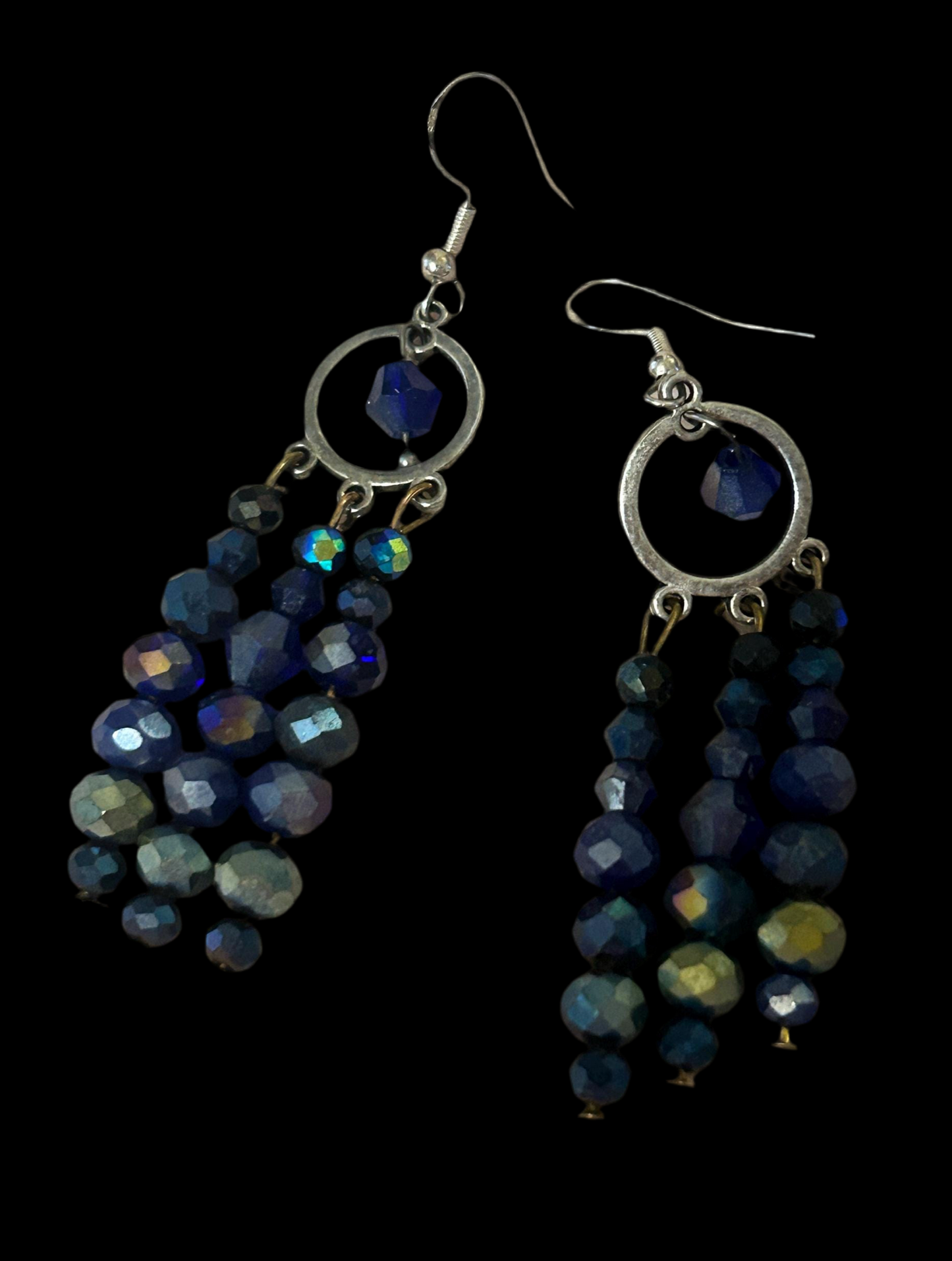 Monochrome Crystal Glass Bead Handmade ChandelEarrings Silver plated 925 Hypoallergenic Findings Original Design