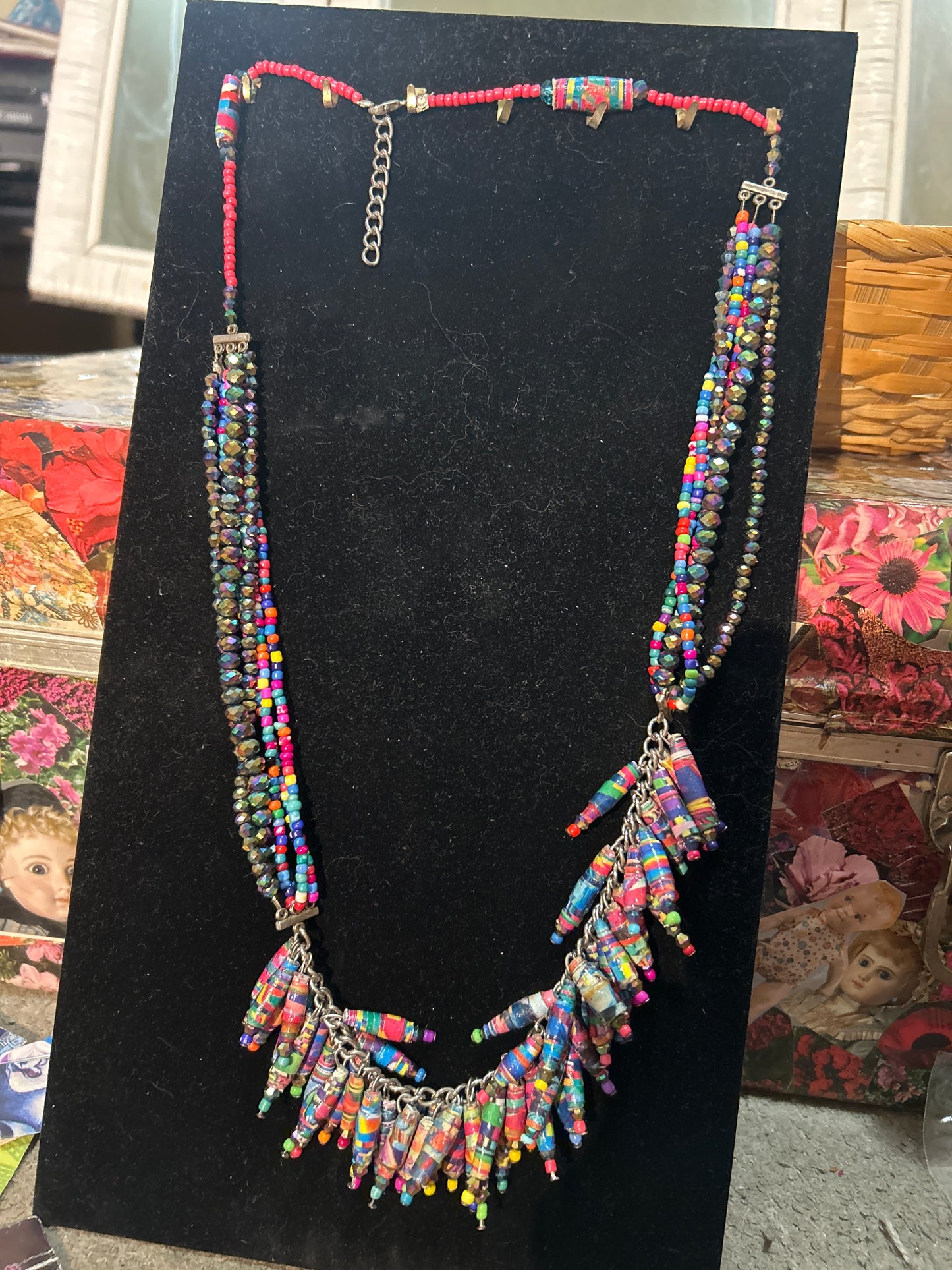 EveryColor Six-strand  & Mega Cluster Chain Crystal Tip Necklace Princess Biznotch Signature