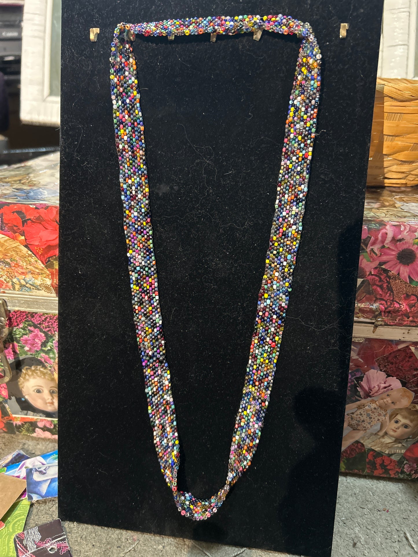 "Everycolor" Mix of Seed Beads 6-Wide Peyote Stitch Over the head Necklace