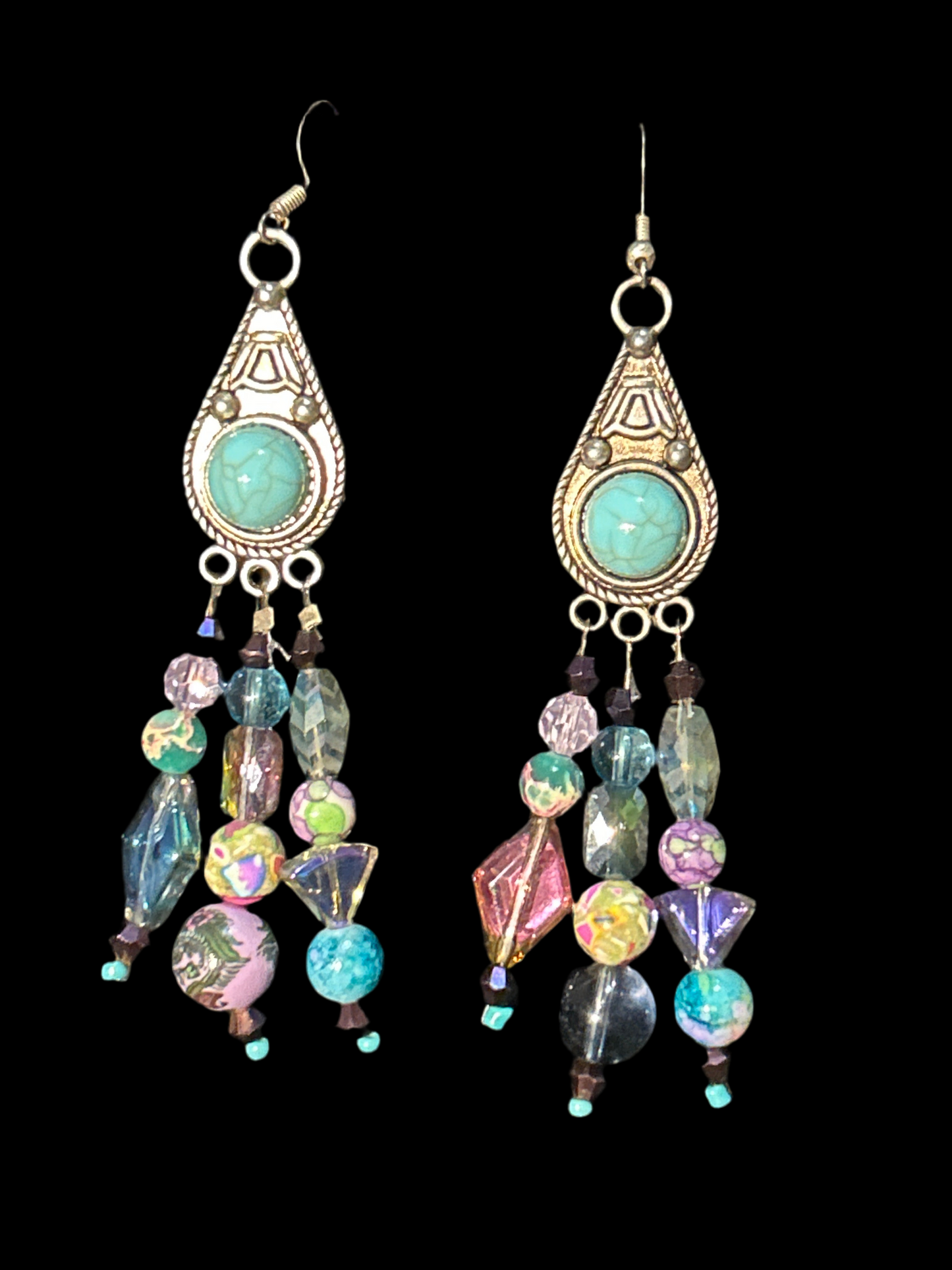 Purple & Turquoise Handmade BalanceMatch ChandelEarrings original designs funk and flair unique fun original hypoallergenic