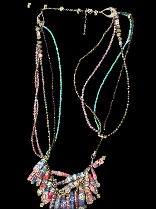 Purples Galore 5-strand  & Mega Cluster Chain Crystal Tip Necklace Princess Biznotch Signature