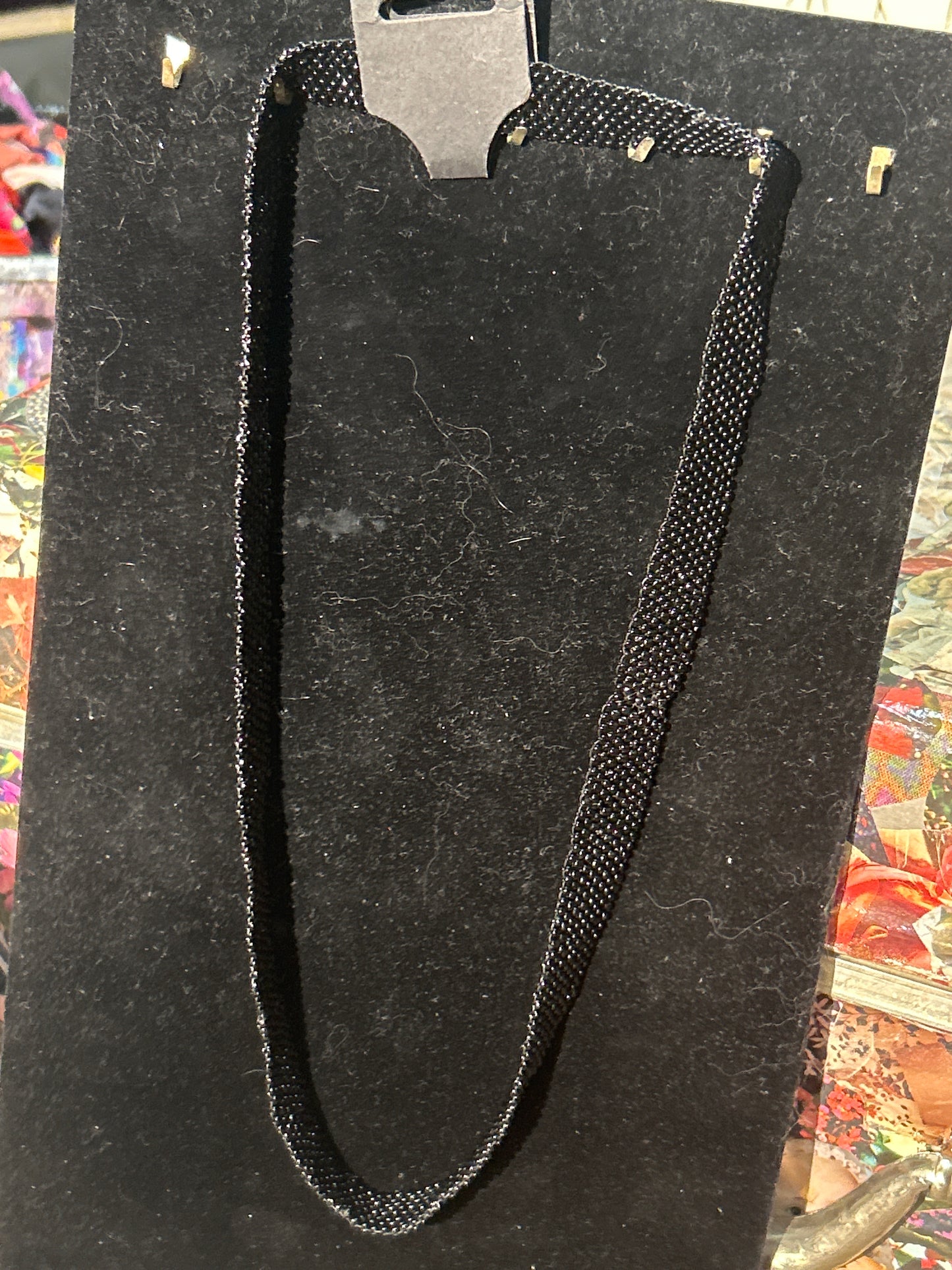Black Seed Beads 6-Wide Peyote Stitch Over the head Necklace