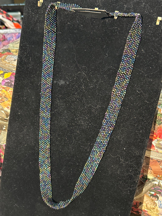 Oil spill Seed Beads 6-Wide Peyote Stitch Over the head Necklace