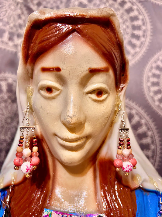 Pretty Pink Ceramic ChandelEarrings