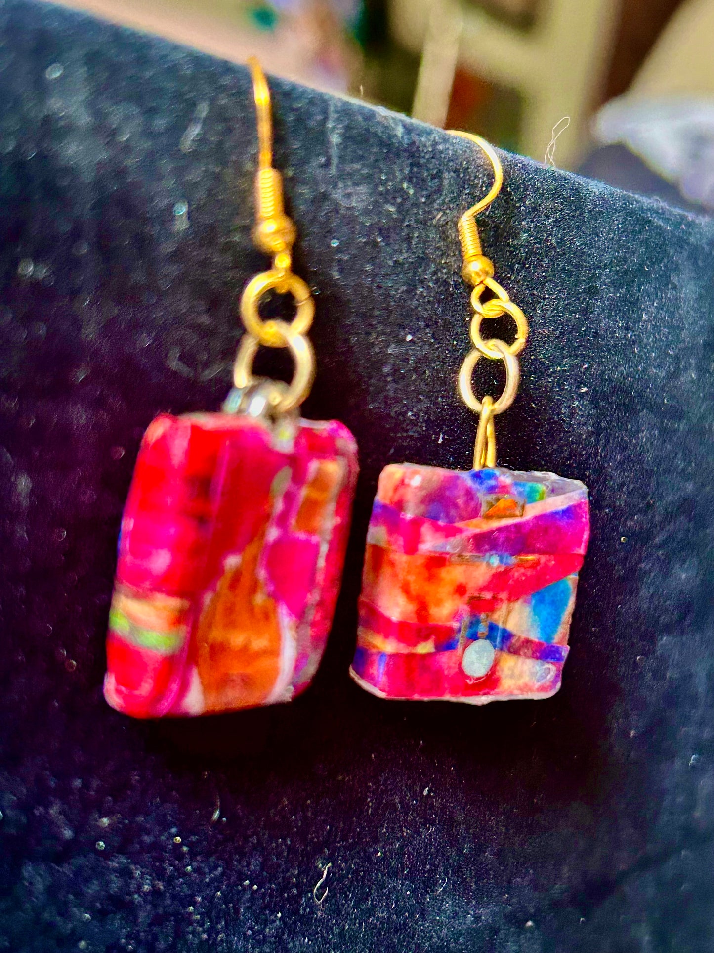 "Flipping The Finger" & Cute Decals BalanceMatch Decoupaged Glass Square Beads Handcrafted with 925 SIlver Plated Hypoallergenic Findings