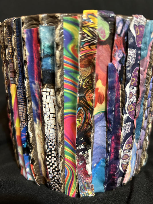 Ceramic Planter Spiral of Silent Chronicles of Camp Vertigo Climb Riser Vinyl Design Tribal Reimagined Anti-AI Ceramic Planter Decoupage